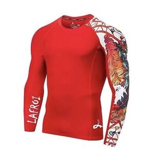 Long Sleeve UPF‎ 50+ Baselayer Skins Medium Asymmetric Red Fire
